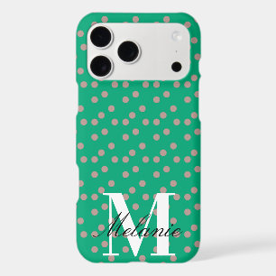 Points Chic Rose Vert Monogramme personnalisé