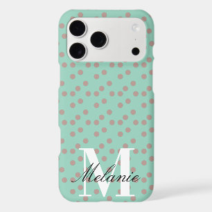 Points Chic Vert Menthe Monogramme Personnalisé