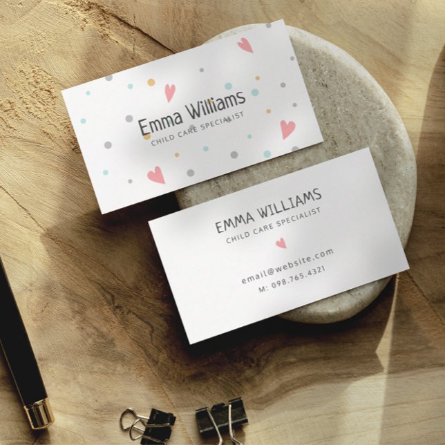 Points colorés Garde d'enfants Carte de visite gar (Créateur téléchargé)