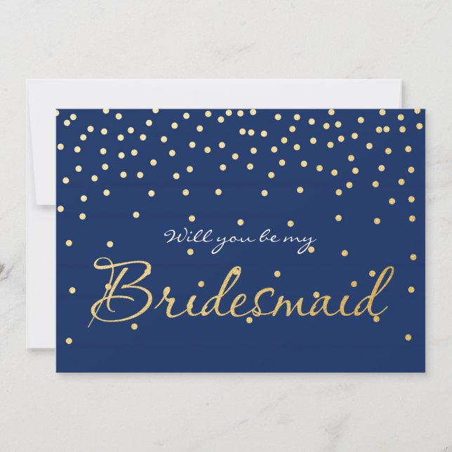 Points Confetti Blue & Gold Foil BRIDESMAID CARTE (Devant)