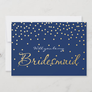 Points Confetti Blue & Gold Foil BRIDESMAID CARTE