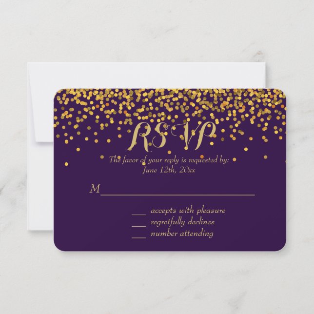 Points Confetti Glam or et violet RSVP (Devant)