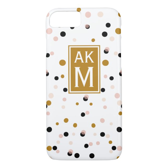 Points Confetti modernes Monogram iPhone 7 Coque (Dos)