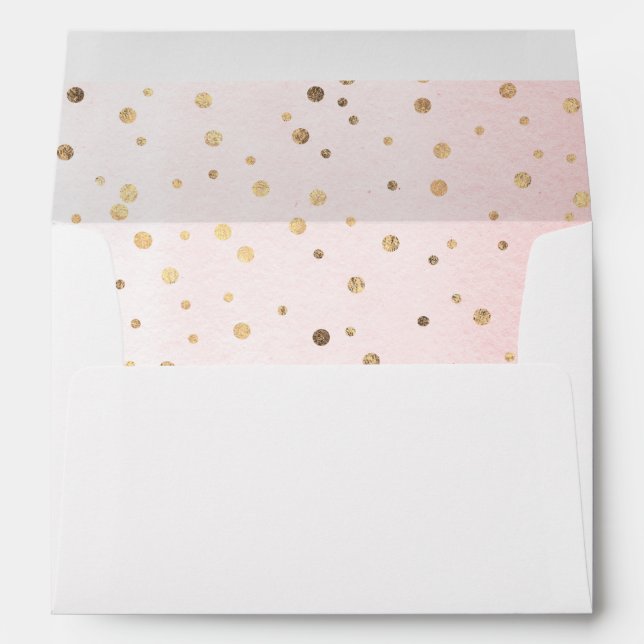 Points Confetti Or Élégante Enveloppe rose mignonn (Dos (Bas))