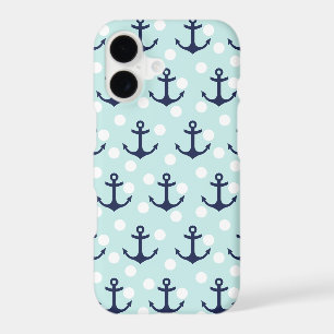 Points de menthe nautiques et ancres bleu marine