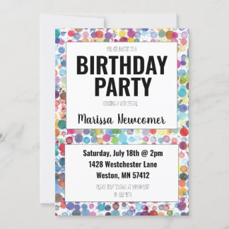 Points de peinture colorés Adolescent Invitation d