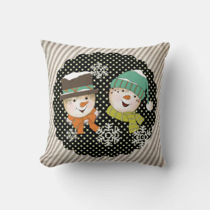 Points et rayures de neige Coussin de vacances
