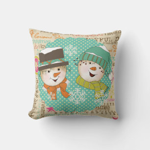 Points et typographie des Snowmen Coussin de vacan