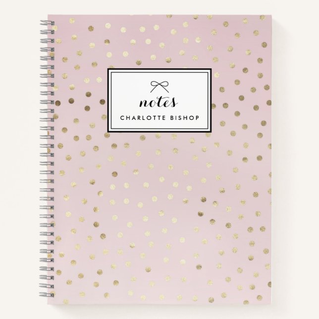 Points Gold Foil Motif Blush Carnet personnalisé (Devant)