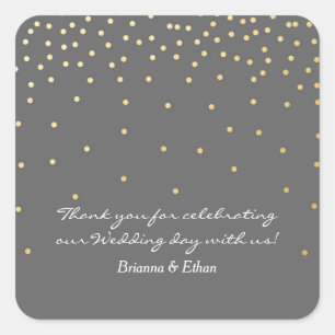 Points Gris & Gold Foil Stickers Mariage moderne