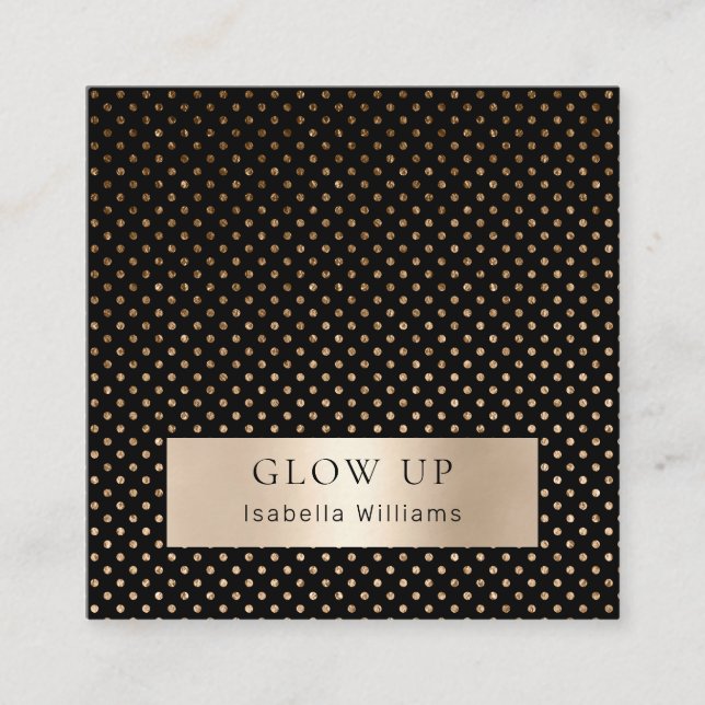Points modernes Noir Gold (Imitat) Carte de visite (Devant)