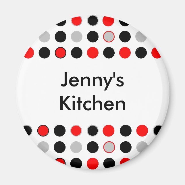 Points noirs gris rouge Magnet de cuisine (Devant)