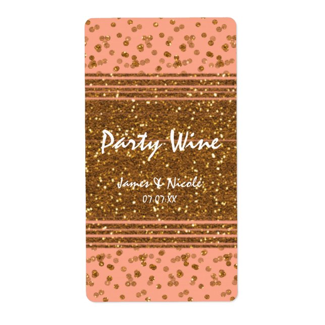 Points Peacht Rose & Gold Confetti Étiquettes de v (Devant)