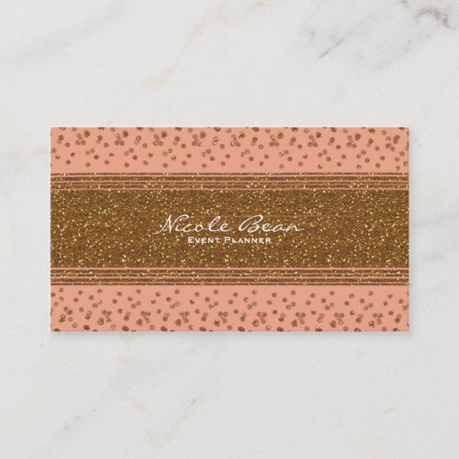 Points Peachy Pink & Gold Confetti Carte de visite (Devant)