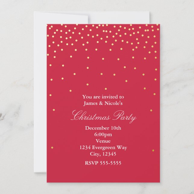 Points Red & Gold Foil Noël Invitations (Devant)