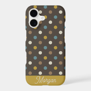 Points Rétro Mod Polka Bleu Marron Personnalisé
