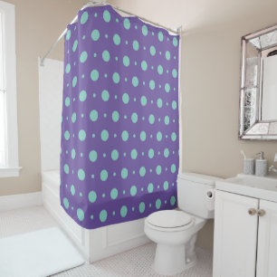 Points Teal sur Rideau de Douche Violet