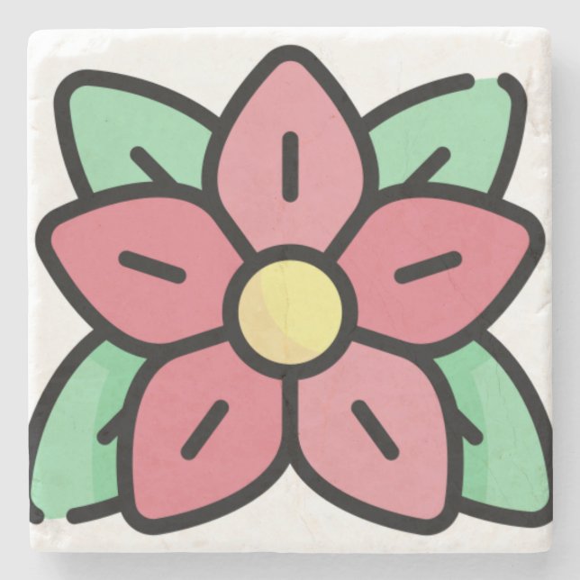 pointsettia stone coaster (Front)