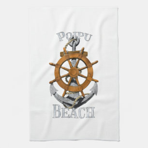 Poipu Beach Hawaii Vacation Nautical Anchor Helm S Kitchen Towel