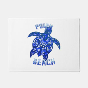 Poipu Beach Hawaii Vacation Tribal Turtle Doormat