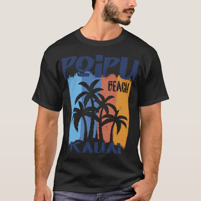 Poipu Beach Kauai Fun Colourful Palm Trees T-Shirt (Front)