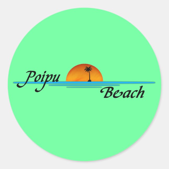 Poipu Beach Sunset Sticker (Front)