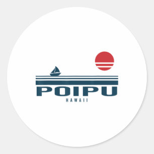 Poipu Hawaii Sunset Sailboat Sunrise Summer Ocean  Classic Round Sticker