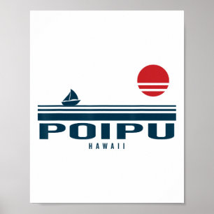 Poipu Hawaii Sunset Sailboat Sunrise Summer Ocean Poster