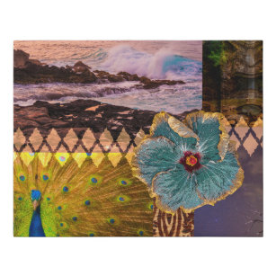 Poipu Sunrise, Kauai Hawaiian Collage Faux Wrap Faux Canvas Print