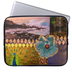 Poipu Sunrise, Kauai Hawaiian Collage Wetsuit Laptop Sleeve