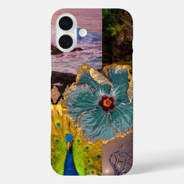 Poipu Sunrise, Kauai Hawaiian Peacock Collage Case-Mate iPhone Case (Back)