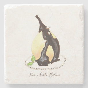 Poire Belle Hélène watercolor Stone Coaster