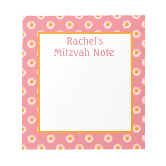 Poireaux roses Retro Mitzvah Note Filles Bloc-note (Devant)