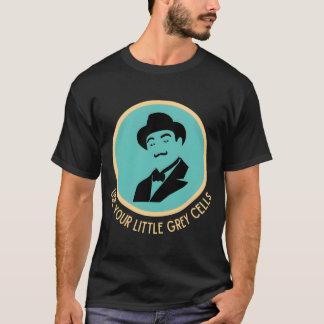 Poirot Use Your Little Grey Cells Moustache Blue T-Shirt