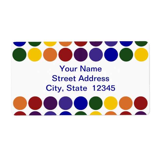 Pois arc-en-ciel sur étiquette d'expédition blanc (Devant)