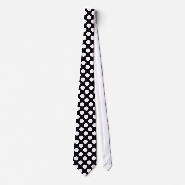 Pois blanc sur le noir - cravate (Devant)