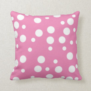 Pois blanc sur les coussins réversibles roses