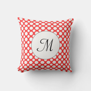 Pois blancs monogrammes personnalisés sur Coussin 