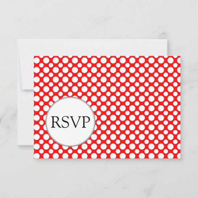 Pois blancs sur cartes RSVP Red Editable (Devant)