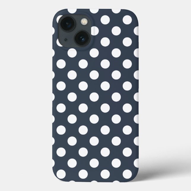 Pois blancs sur Coque gris bleu-Mate iPhone cas (Verso)