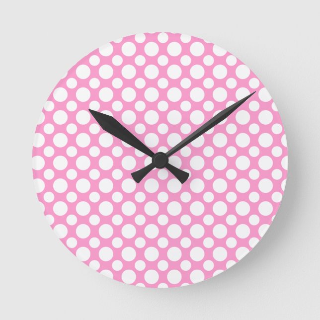 Pois blancs sur horloge murale rose (Recto)