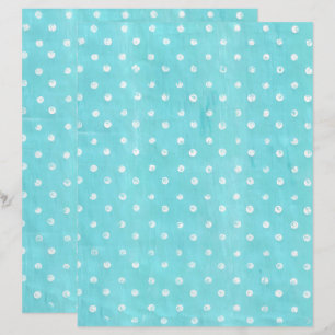 Pois blancs sur papier à scandale Turquoise