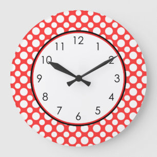 Pois blancs sur rouge avec horloge en nombre