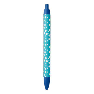 Pois blancs sur stylos personnalisés turquoise