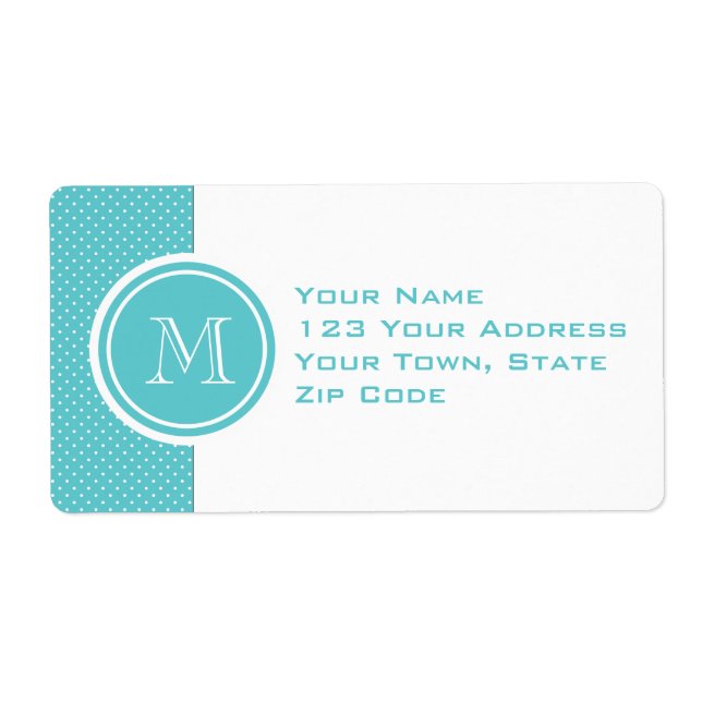 Pois blancs Turquoises, votre Monogramme initial (Devant)