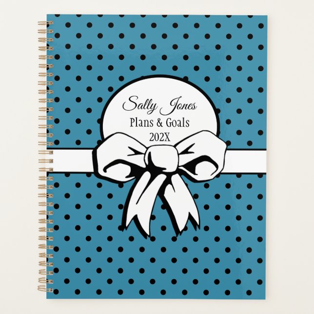 Pois Bleus et Blancs avec Bow Personnalisé (Devant)