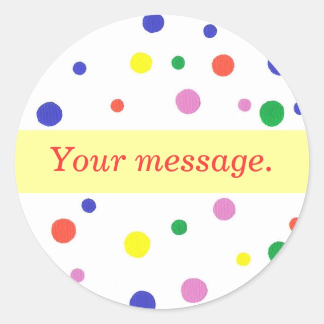 Pois colorés Votre message Stickers Modèle (Devant)