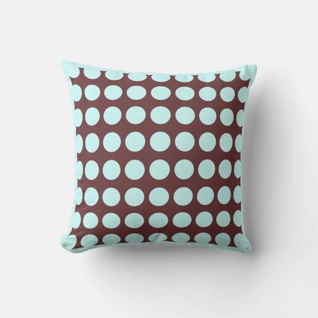 pois coussin marron et turquoise (Recto)