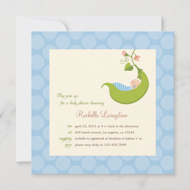 Pois dans un Baby shower de Pod Boy Invitation (Devant)