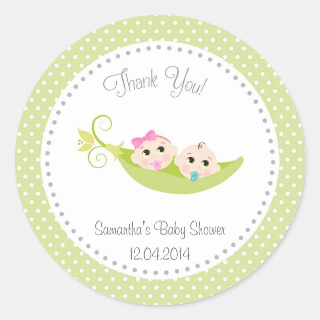 Pois Dans Un Baby shower Pod Sticker Jumeaux (Devant)